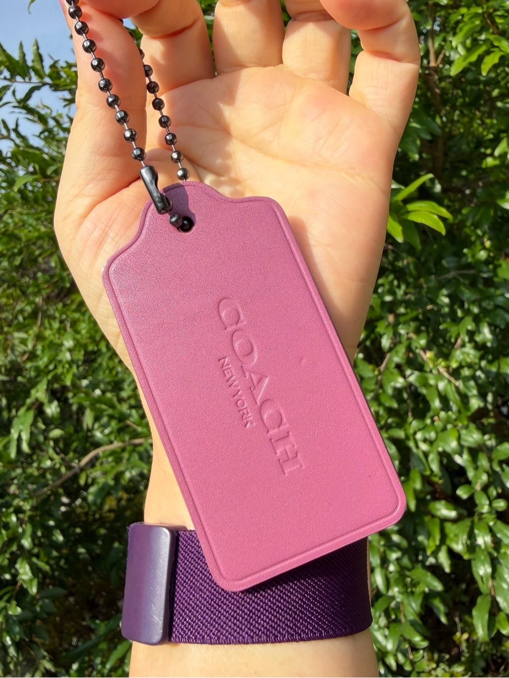 Coach Large Leather Hangtag with Tea Rose Print, 1 3/4” × 3” - Picture 3 of 6